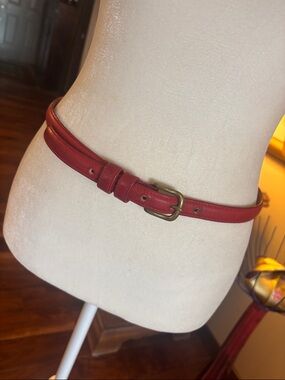 Vintage Coach Red Leather Belt with Brass Buckle